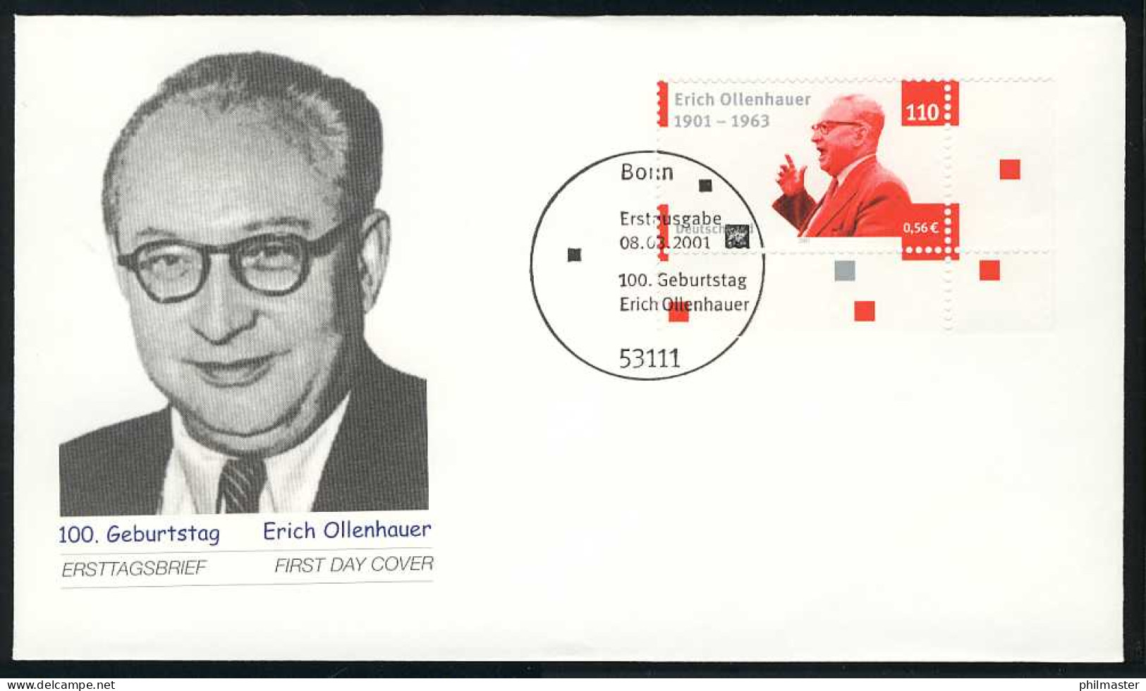 2174 Erich Ollenhauer FDC Bonn - Brieven En Documenten