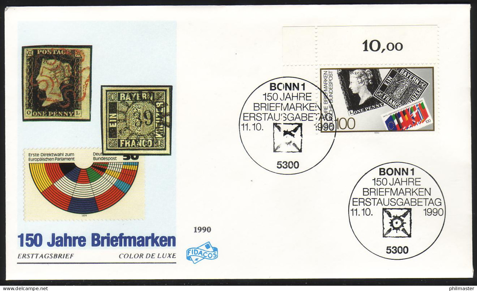 1479 - 150 Jahre Briefmarken, Ecke Oben Links FIDACOS-FDC ESSt - Lettres & Documents