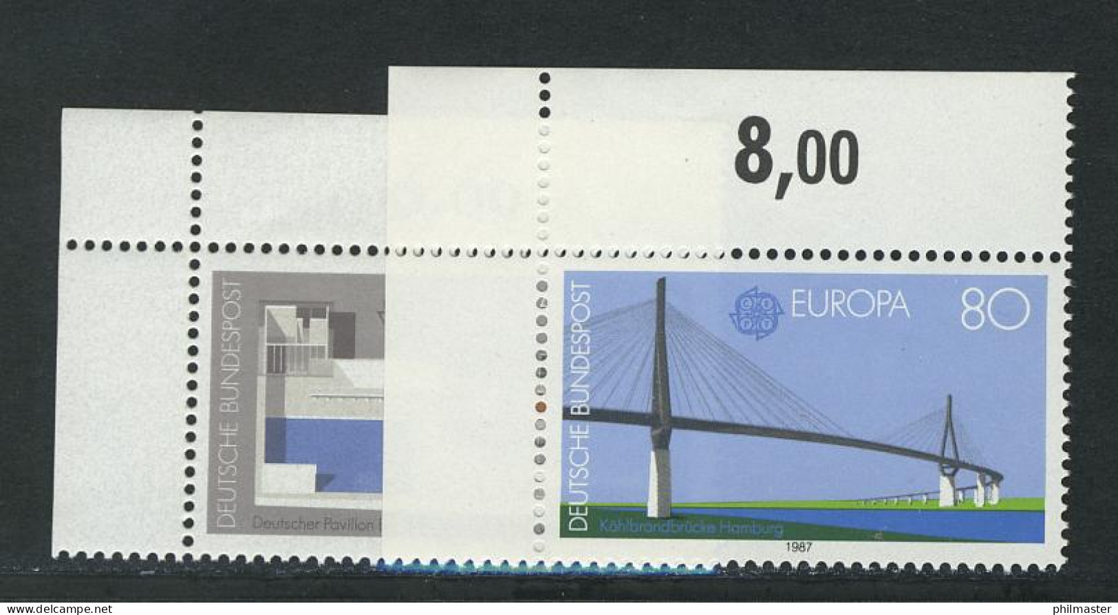 1321-1322 Europa Architektur 1987, Ecke O.l. Satz ** - Unused Stamps