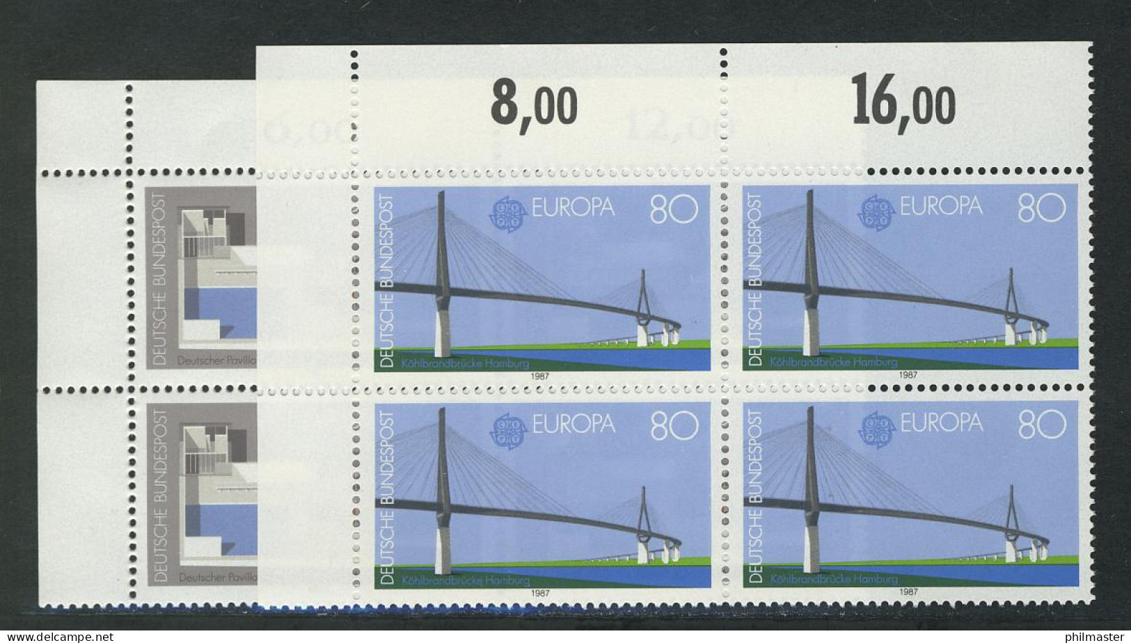 1321-1322 Europa Architektur 1987, E-Vbl O.l. Satz ** - Unused Stamps
