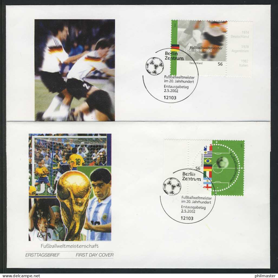 2258-2259 Fußballweltmeister, 2 Marken Aus Zusammendruck 2002 Auf 2 FDC Berlin - Covers & Documents