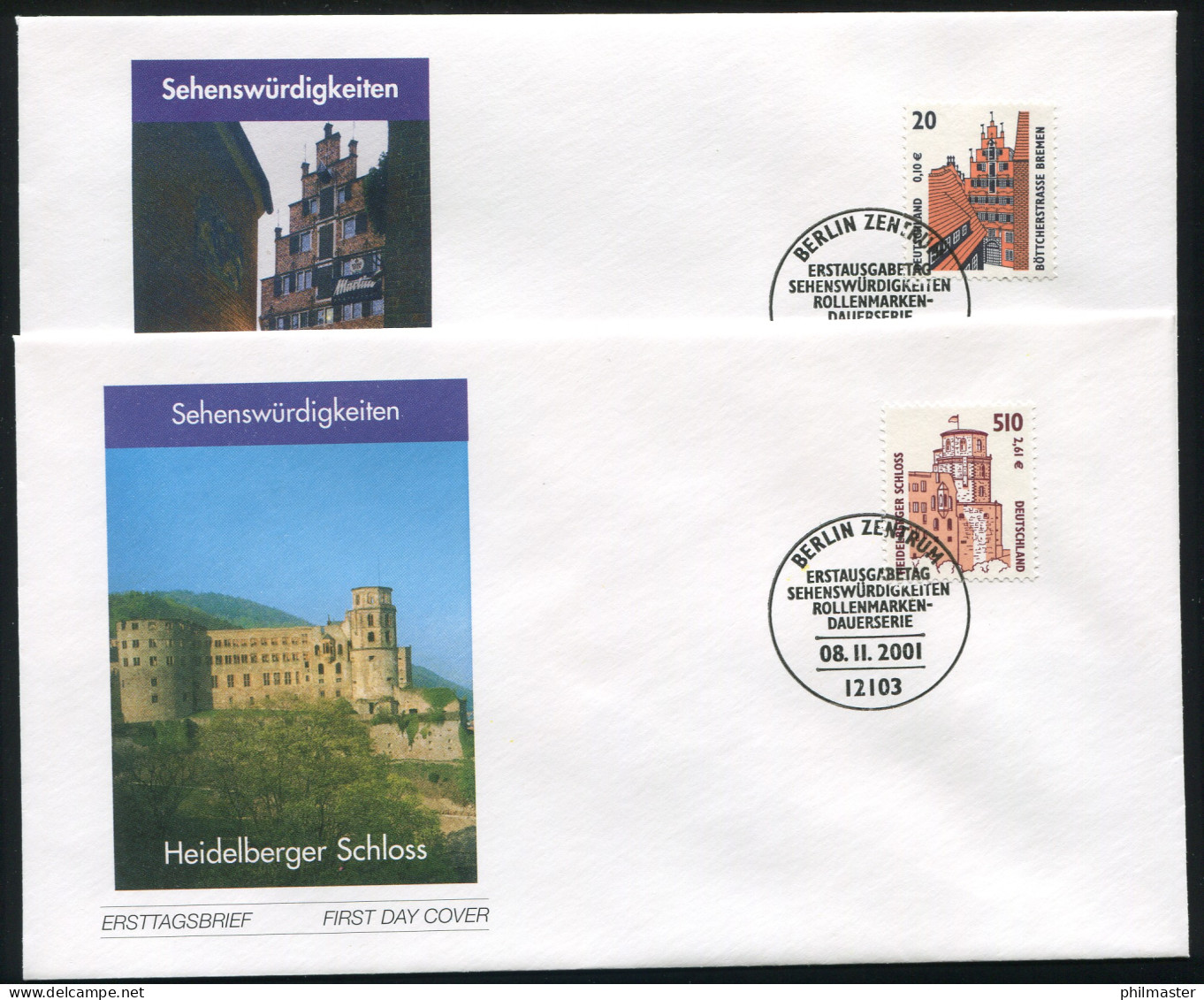 2224-2235 SWK Bremen Und Heidelberg 2001 - Satz Auf 2 FDC Berlin - Lettres & Documents