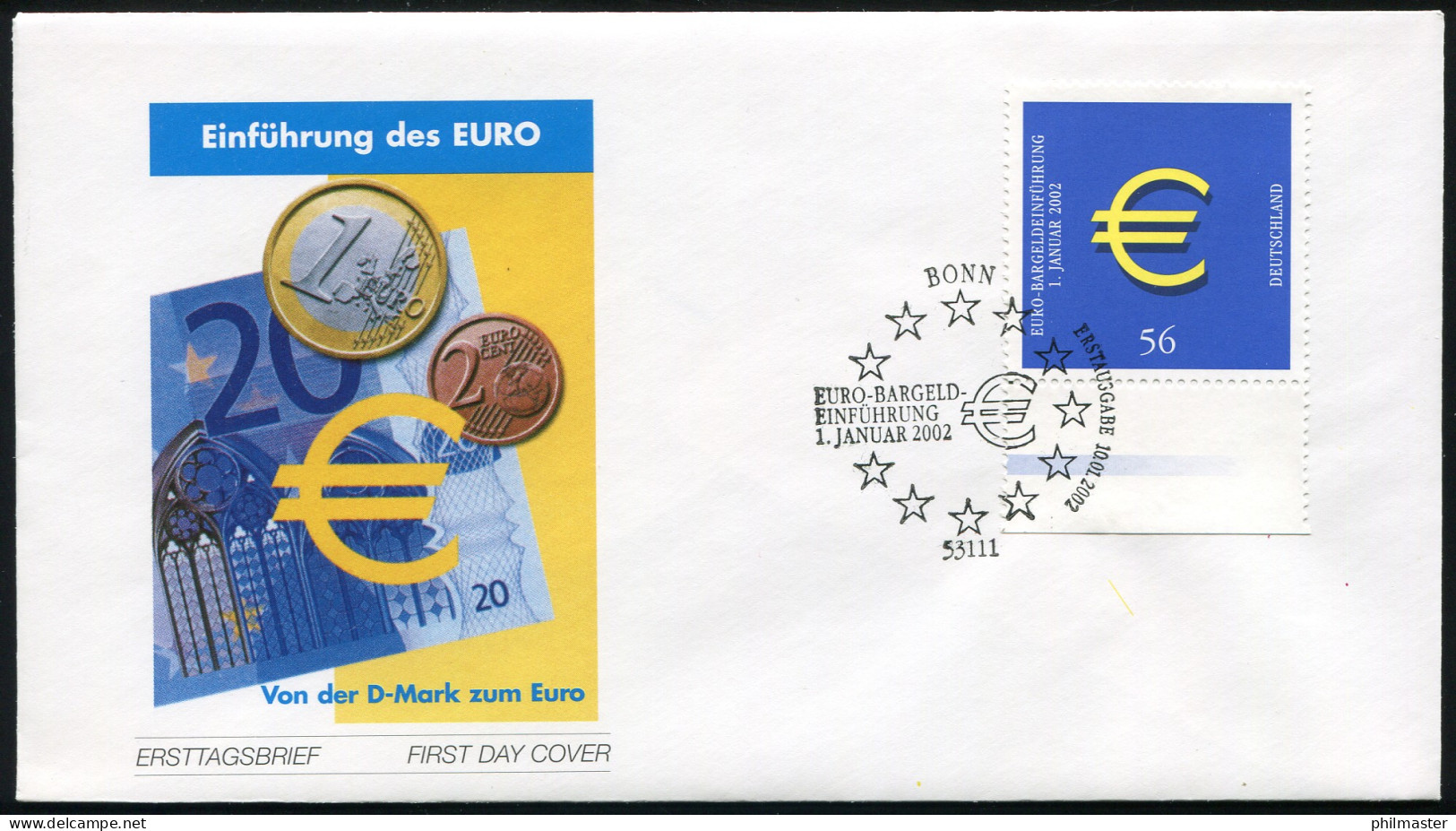 2234 Euroeinführung FDC Bonn - Briefe U. Dokumente