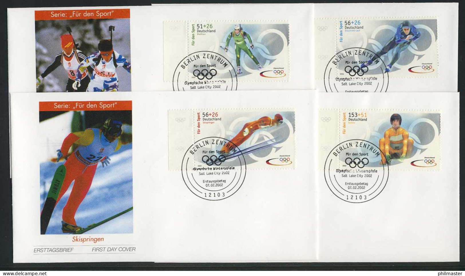 2237-2240a Sporthilfe Aus Kleinbogen 2002, Satz Auf 4 FDC ESSt Berlin - Covers & Documents