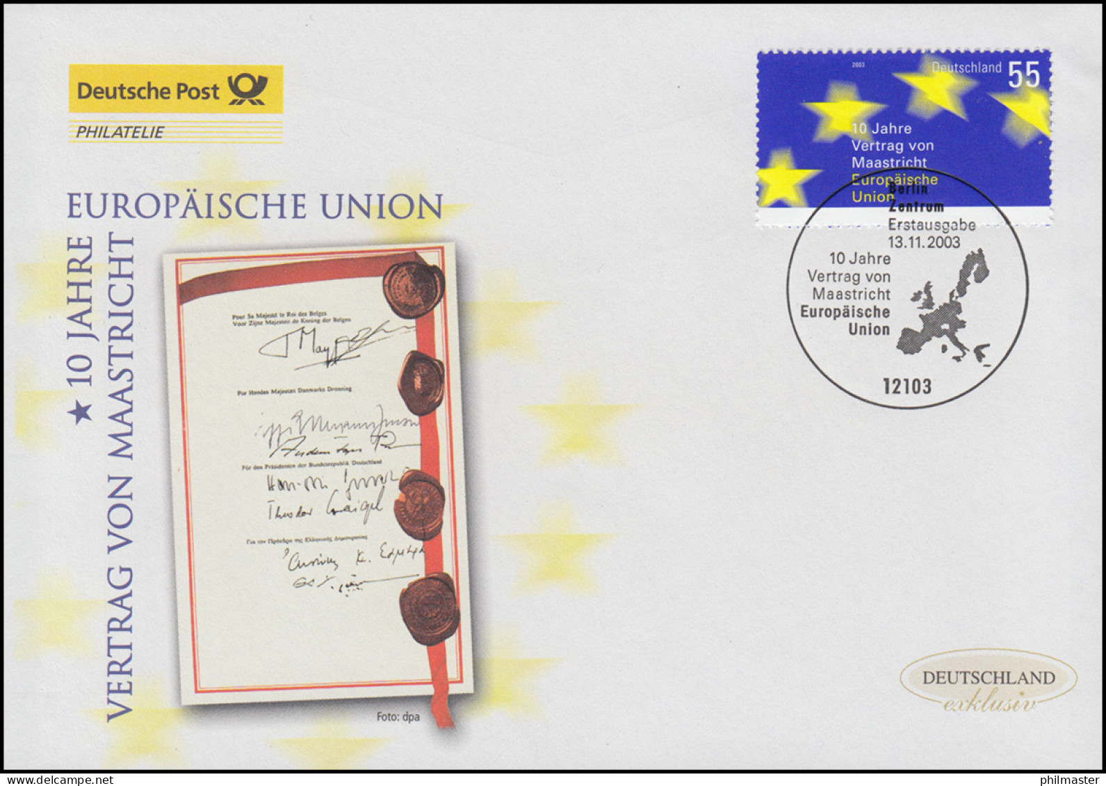 2373 Vertrag Von Maastricht: Europäische Union, Schmuck-FDC Deutschland Exklusiv - Briefe U. Dokumente