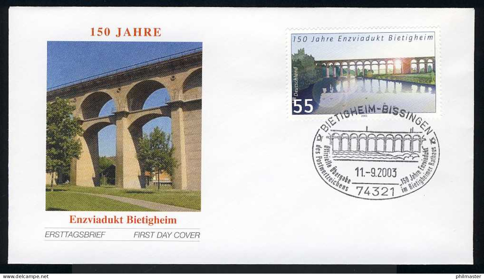 2359 Brücken Enzviadukt Bietigheim FDC Bietigheim / Ofizielle PWZ-Übergabe - Brieven En Documenten