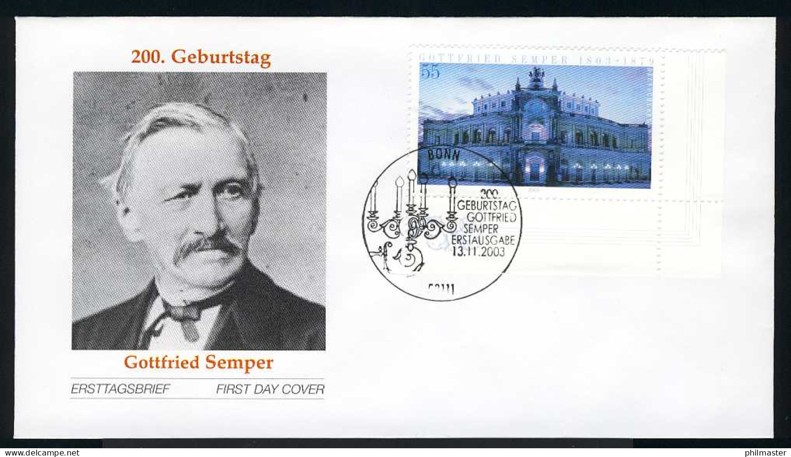 2371 Gottfried Semper FDC ESSt Bonn - Briefe U. Dokumente