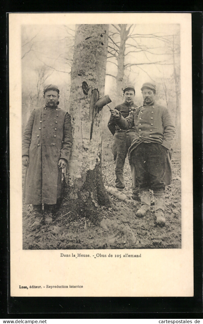 AK Französische Soldaten Mit Einer Deutschen Granate In Einem Baum  - Weltkrieg 1914-18