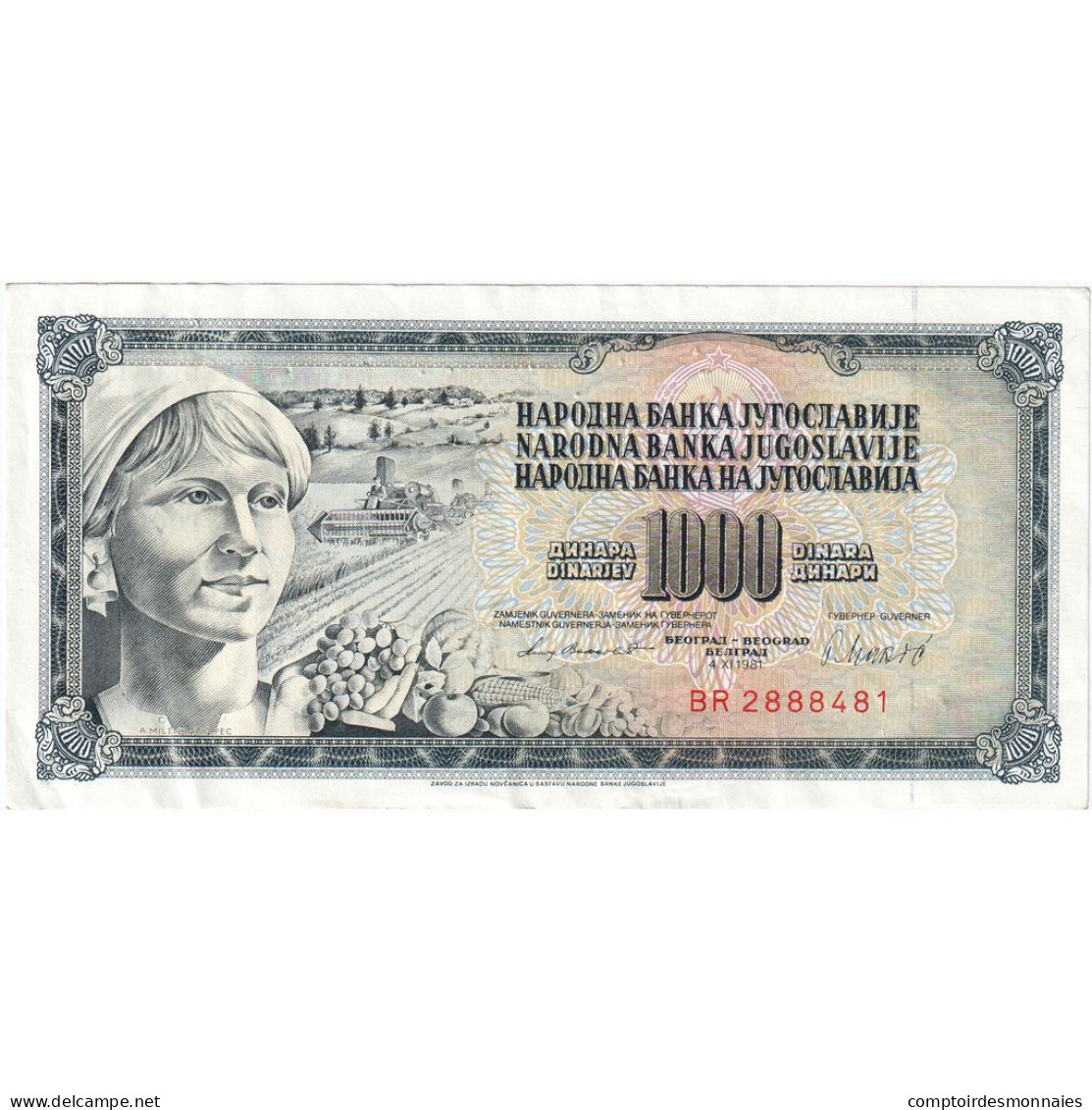 Yougoslavie, 1000 Dinara, 1981-11-04, KM:92d, TTB+ - Yougoslavie