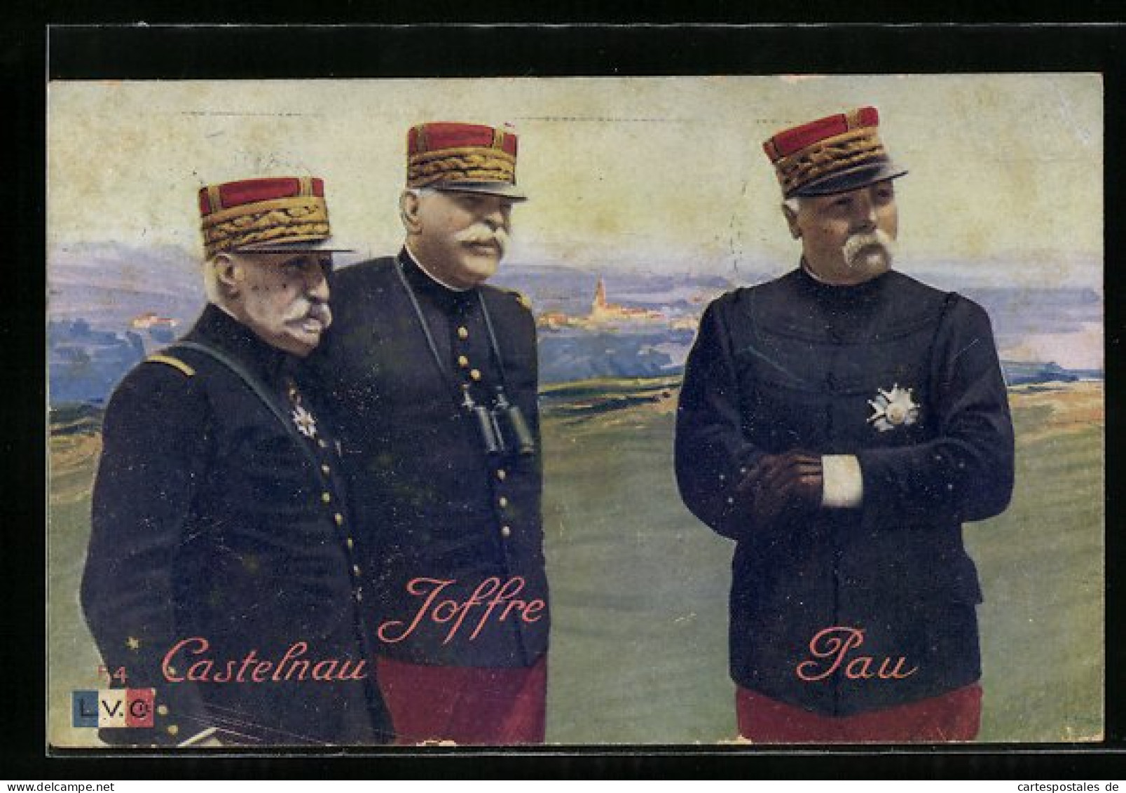 AK Die Französischen Generale Castelnau, Joffre Und Pau  - Weltkrieg 1914-18