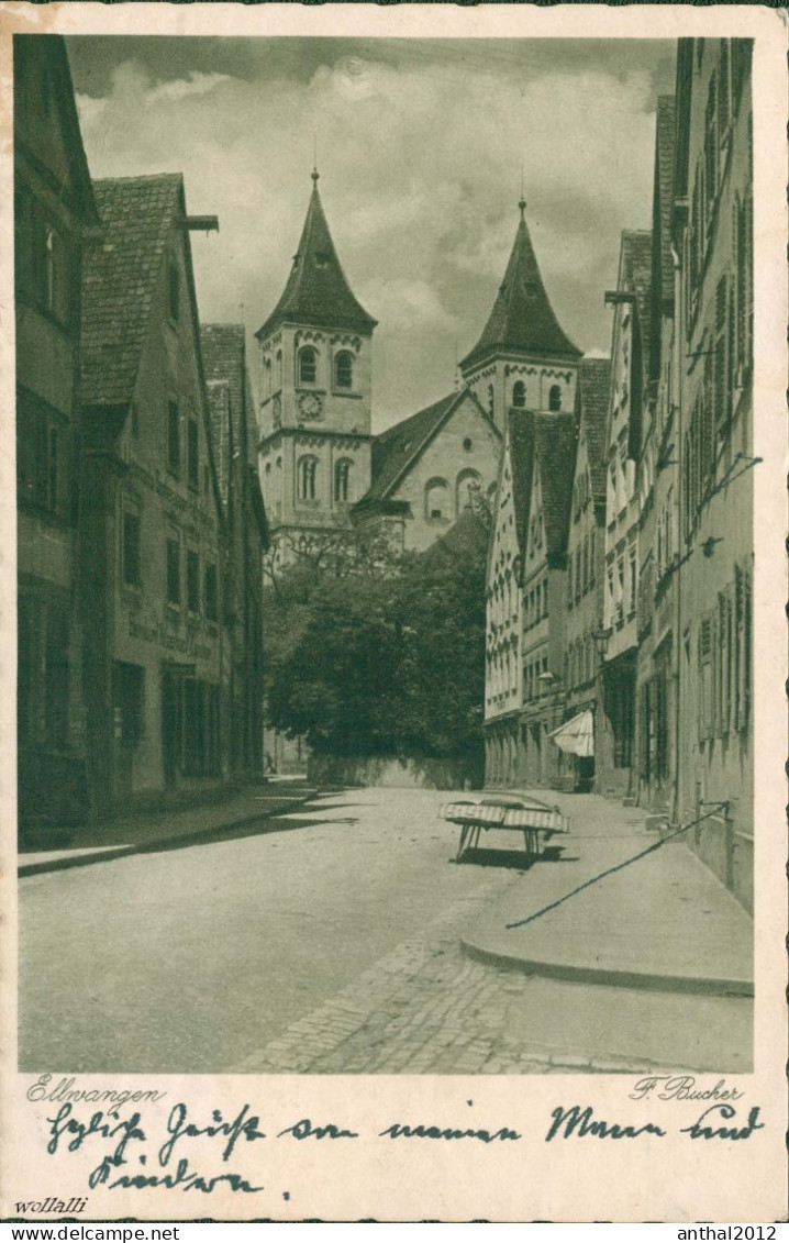 Superrar Ellwangen Jagst Straße Mit Gasthaus Und Karren 26.7.1934 Franz Bucher Kupfertiefdruck - Ellwangen