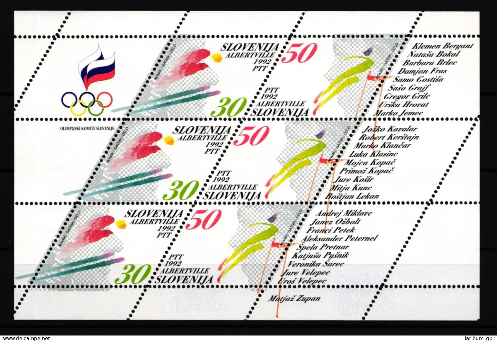 Slowenien 6-7 Postfrisch Als Kleinbogen Olympiade Albertville 1992 #HR822 - Slovenië