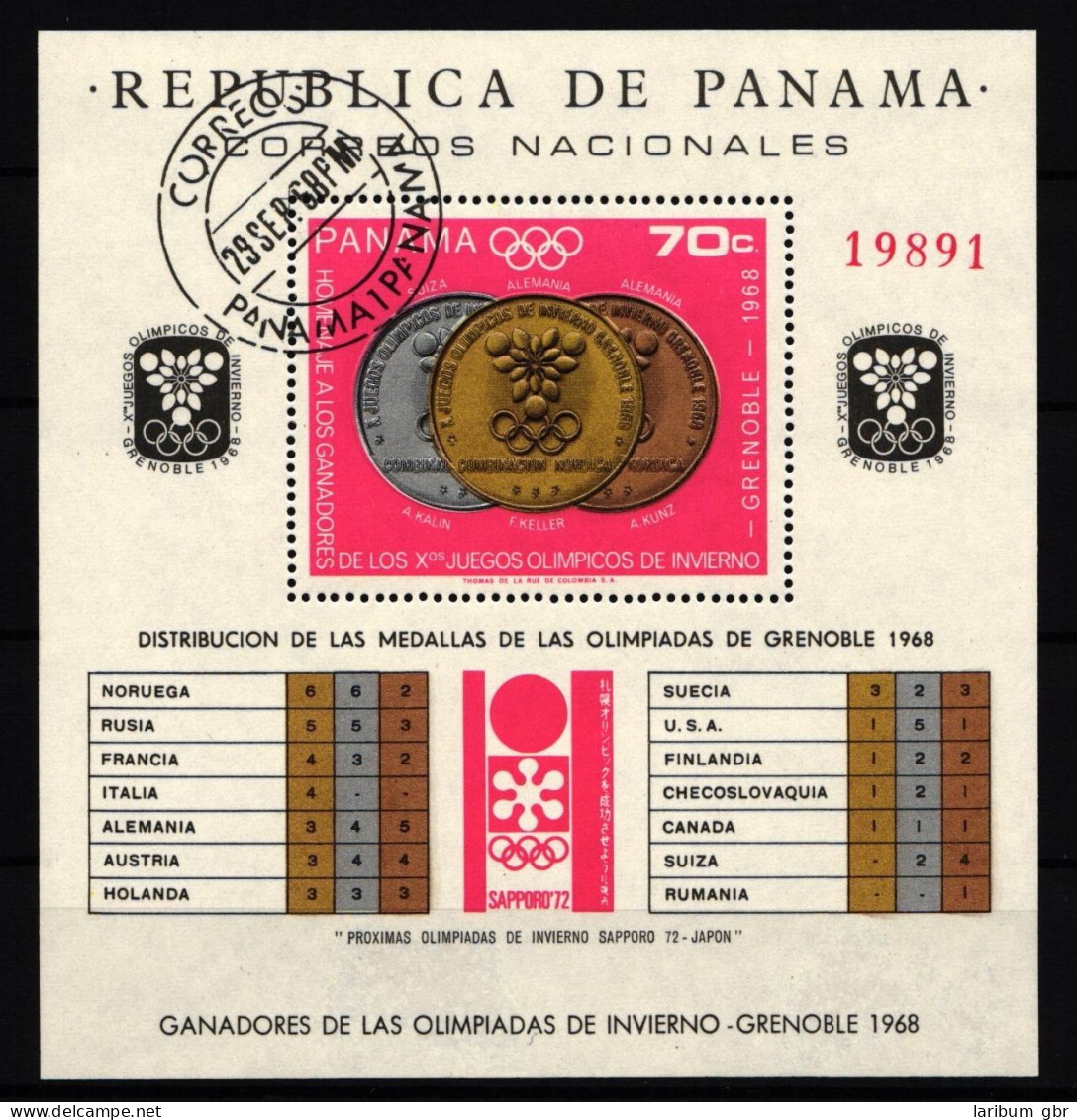 Panama Block 92 Gestempelt Olympiade Grenoble #HR753 - Panama