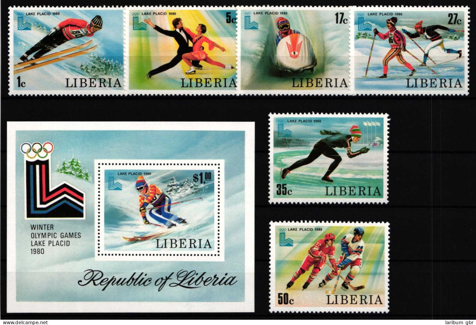 Liberia Block 95 + 1168-1173 Postfrisch Olympiade Lake Placid 1980 #HR769 - Liberia