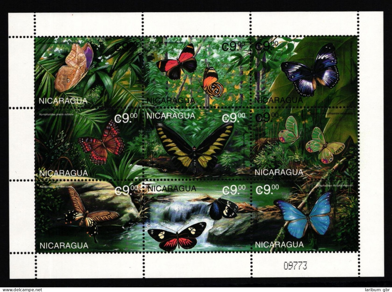 Nicaragua 3945-3953 Postfrisch Kleinbogen / Schmetterling #IH073 - Nicaragua