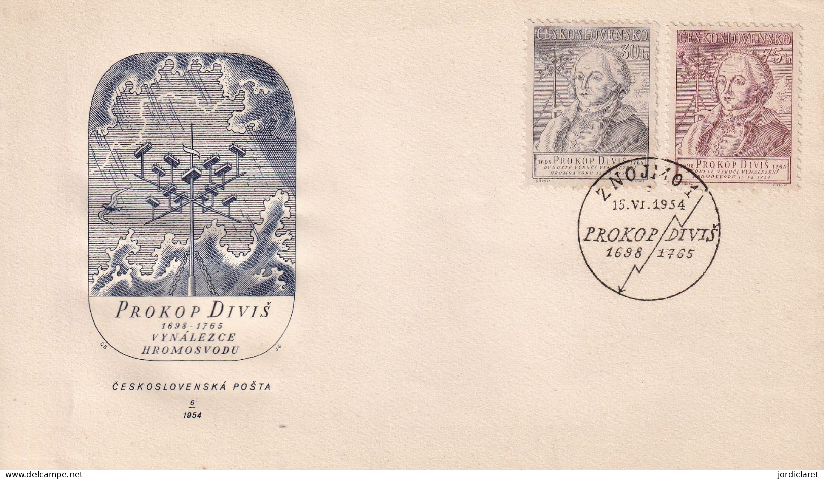 FDC CHECOSLOVAQUIA  1954 - Climate & Meteorology