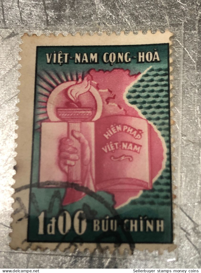 SOUTH VIETNAM Stamps(1957-HIEN PHAP-1d00) PRINT ERROR(ASKEW )1 STAMPS-vyre Rare - Viêt-Nam