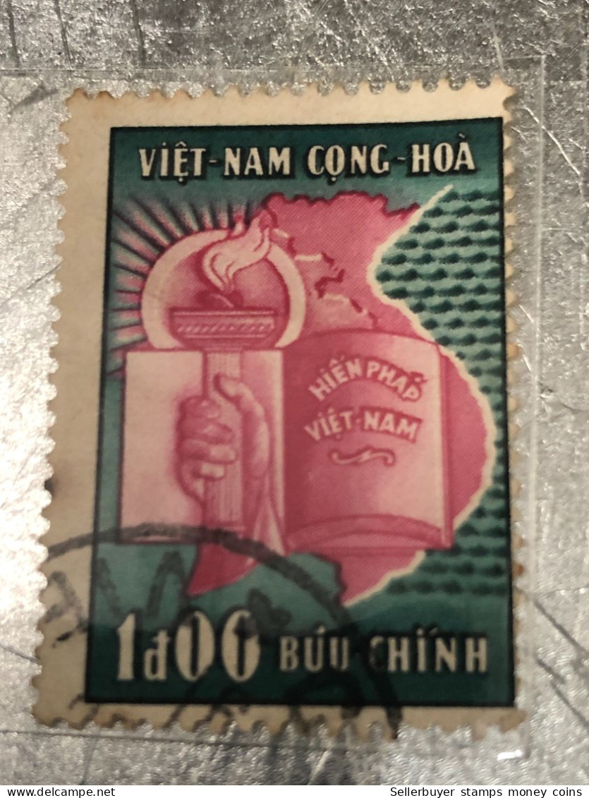 SOUTH VIETNAM Stamps(1957-HIEN PHAP-1d00) PRINT ERROR(ASKEW )1 STAMPS-vyre Rare - Viêt-Nam