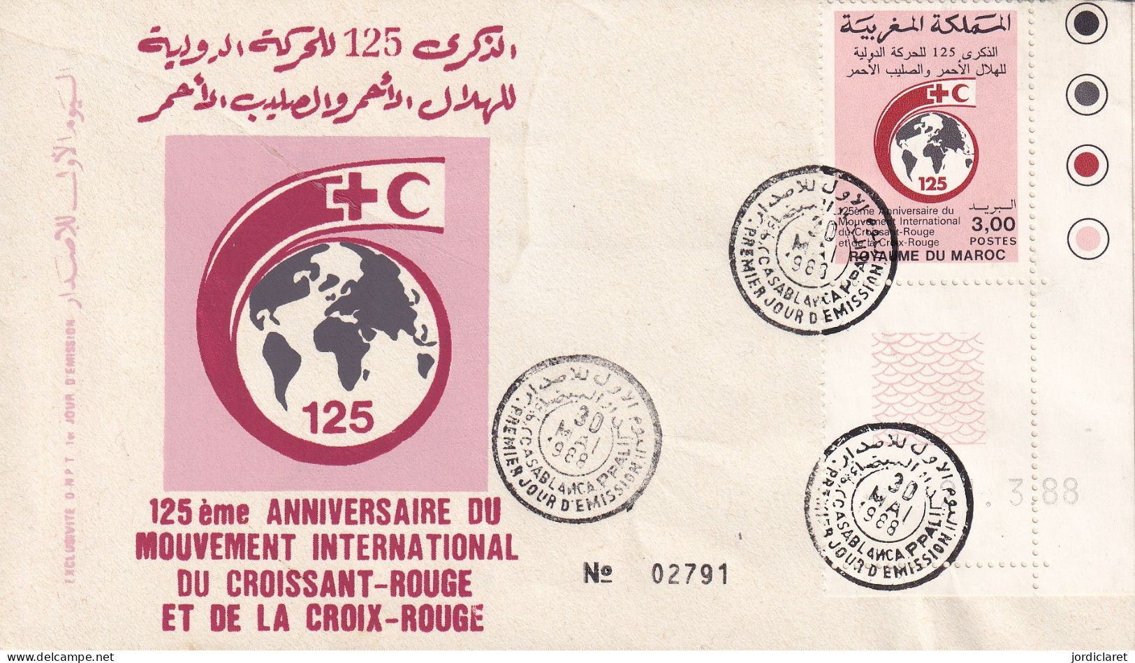 FDC MARROC 1988 - Croix-Rouge
