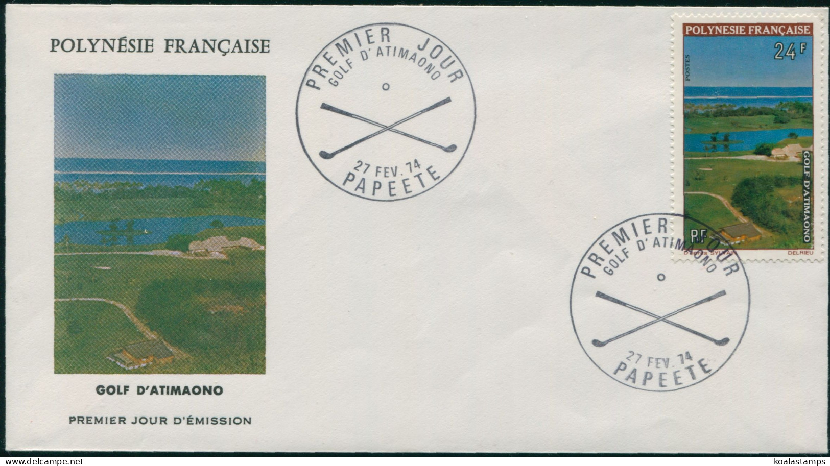 French Polynesia 1974 Sc#276,SG178 24f Golf Course View FDC - Sonstige & Ohne Zuordnung