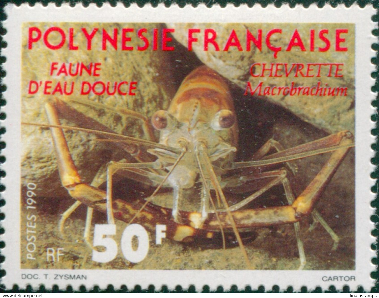 French Polynesia 1990 Sc#533,SG583 50f Shrimp MLH - Autres & Non Classés