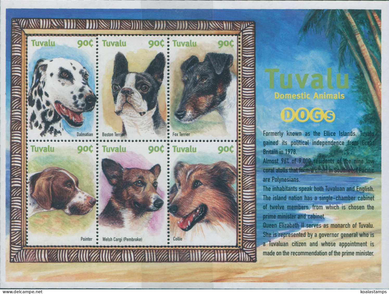 Tuvalu 2000 SG970a Dogs Sheetlet MNH - Tuvalu (fr. Elliceinseln)