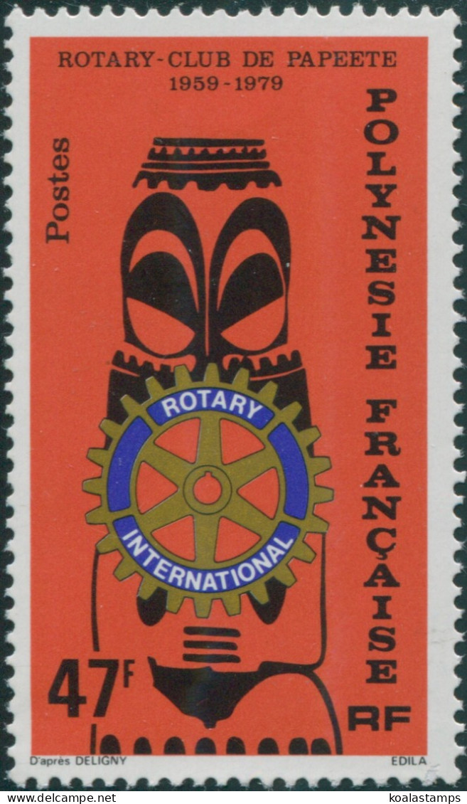 French Polynesia 1979 Sc#326,SG311 47f Carving And Rotary Emblem MLH - Sonstige & Ohne Zuordnung
