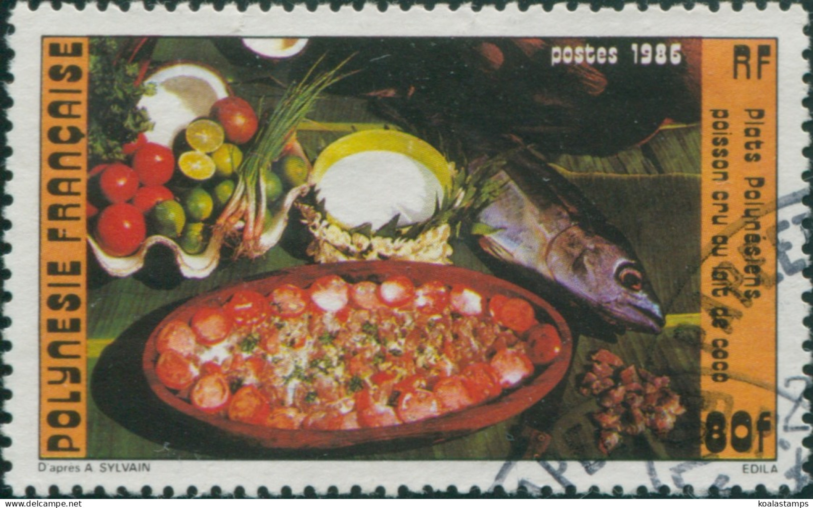 French Polynesia 1986 Sc#423A,SG482 80f Fish In Coconut Milk FU - Autres & Non Classés