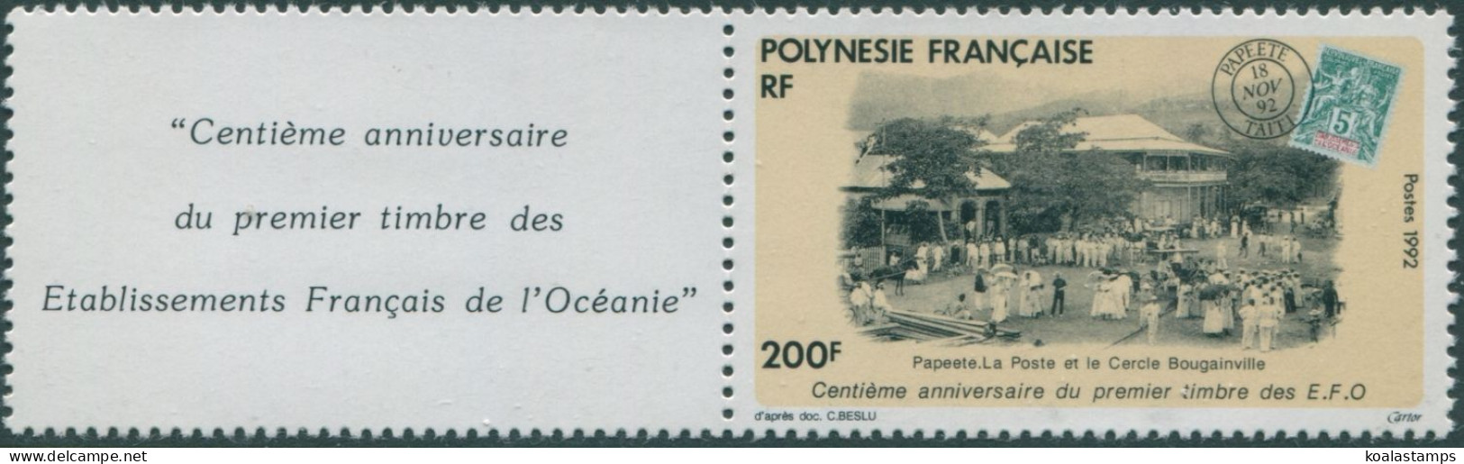 French Polynesia 1992 SG655 200f Oceanic Settlements With Tab MNH - Sonstige & Ohne Zuordnung