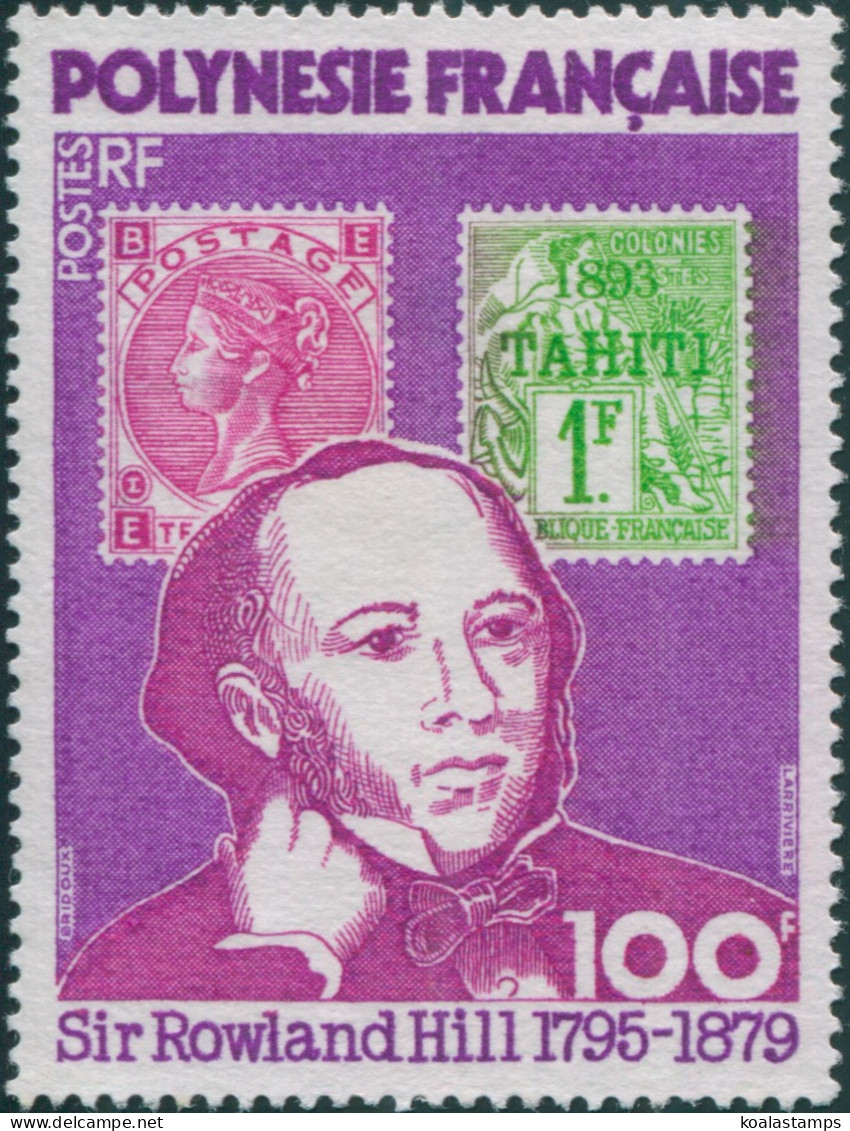 French Polynesia 1979 Sc#322,SG306 100f Sir Rowland Hill And Stamps MLH - Altri & Non Classificati