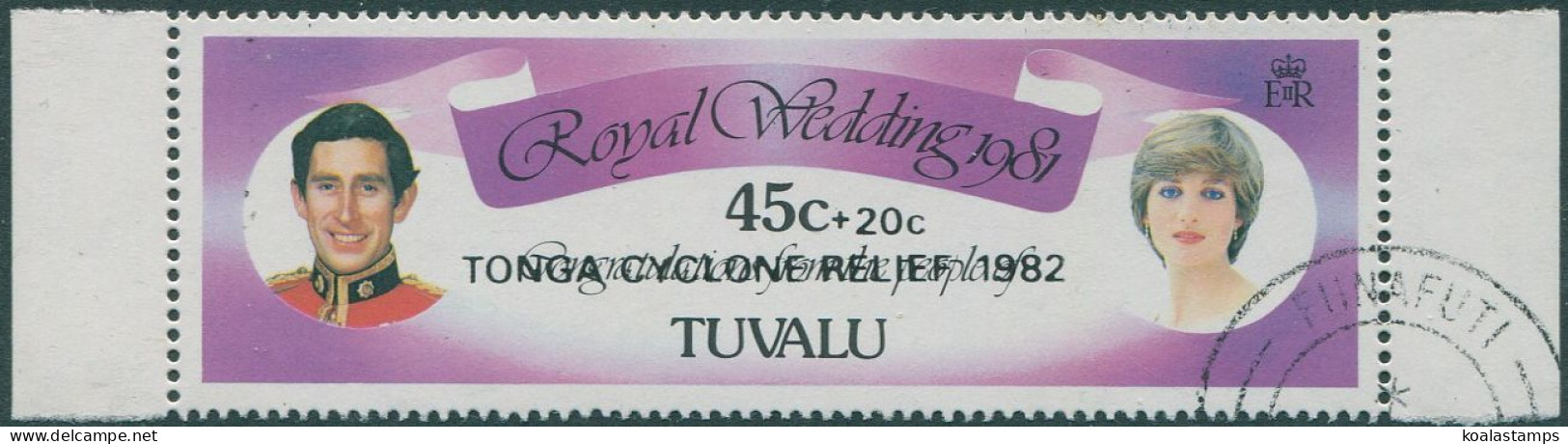 Tuvalu 1982 SG188 45c Charles And Diana Cyclone Relief Surcharge FU - Tuvalu