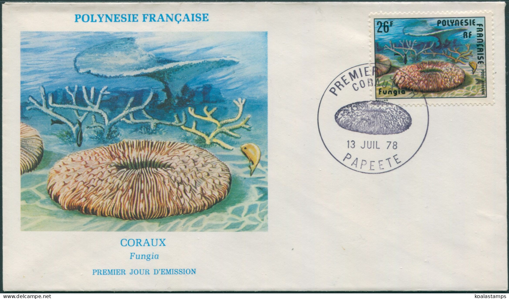 French Polynesia 1978 Sc#C162,SG274 26f Fungia Coral FDC - Sonstige & Ohne Zuordnung