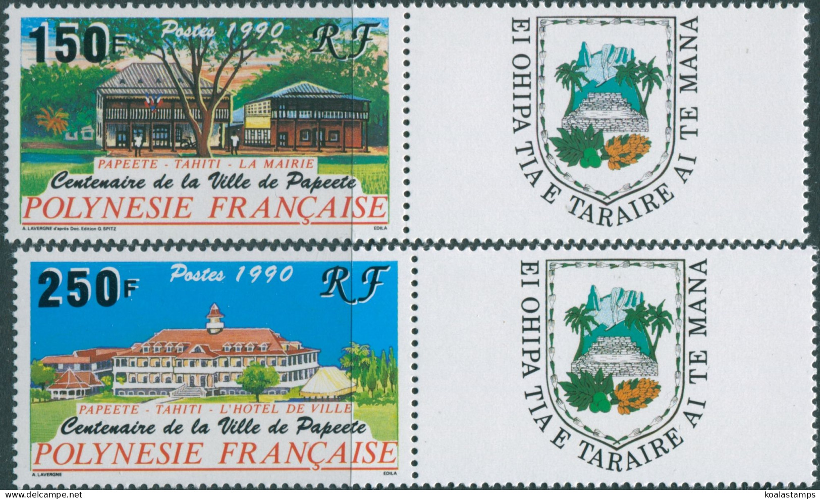 French Polynesia 1990 SG588-589 Papeete Set With Tabs MLH - Other & Unclassified