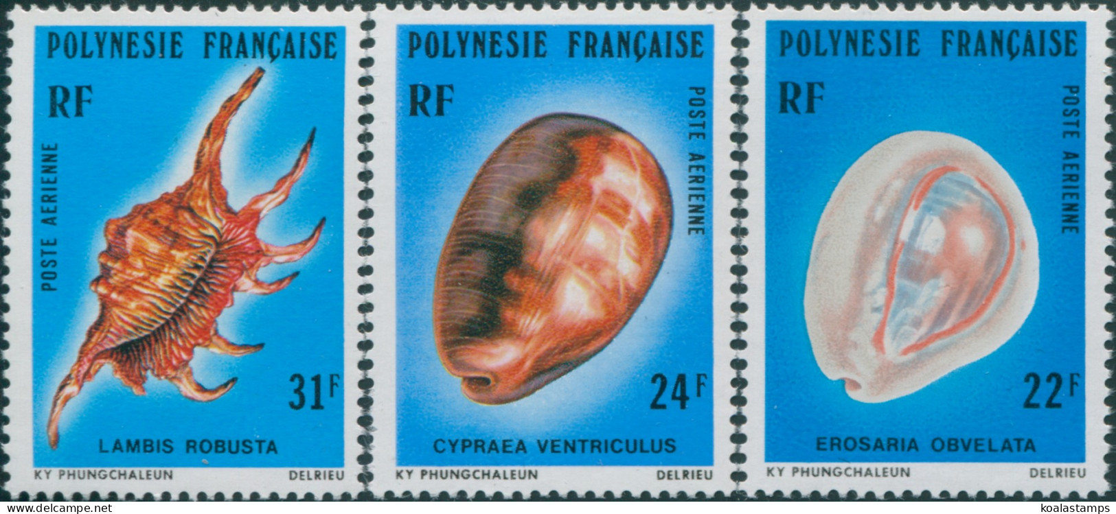 French Polynesia 1978 Sc#C156-C158,SG268-270 Sea Shells Set MLH - Sonstige & Ohne Zuordnung