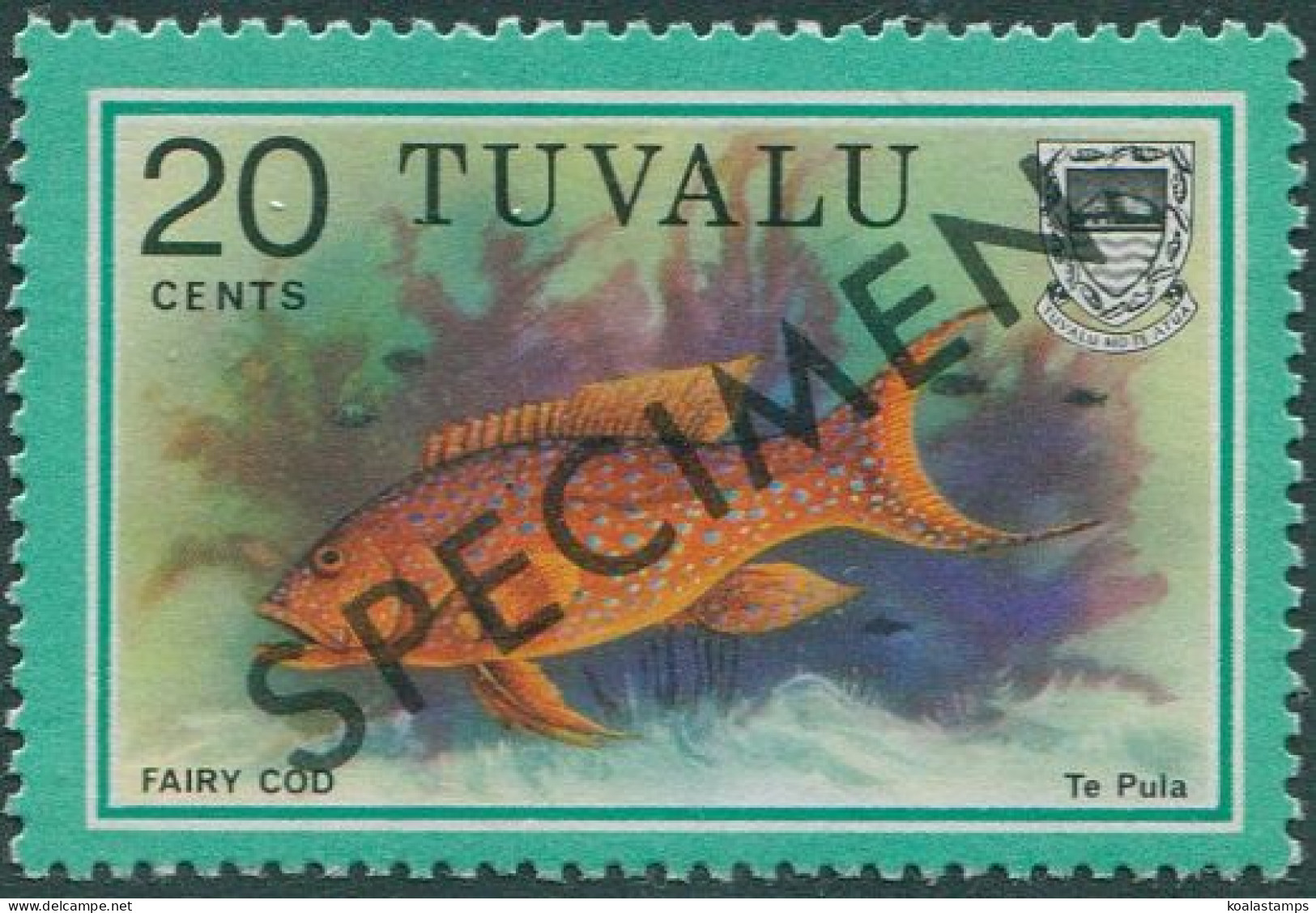 Tuvalu 1979 SG113 20c Yellow-edged Lyretail SPECIMEN Ovpt MNH - Tuvalu