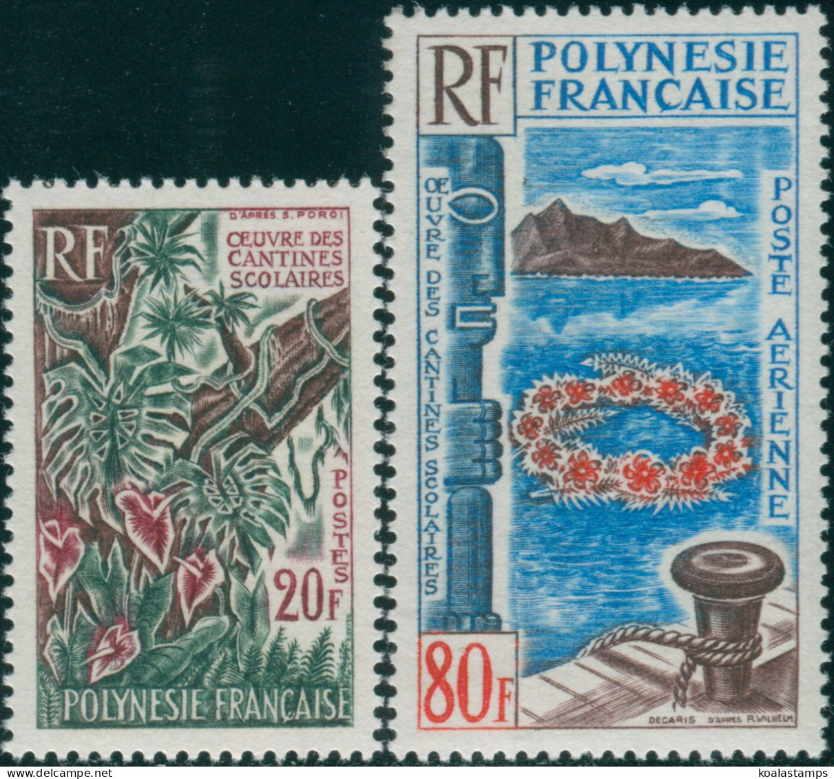 French Polynesia 1965 Sc#216-C38,SG49-50 School Canteen Art Set MNH - Other & Unclassified