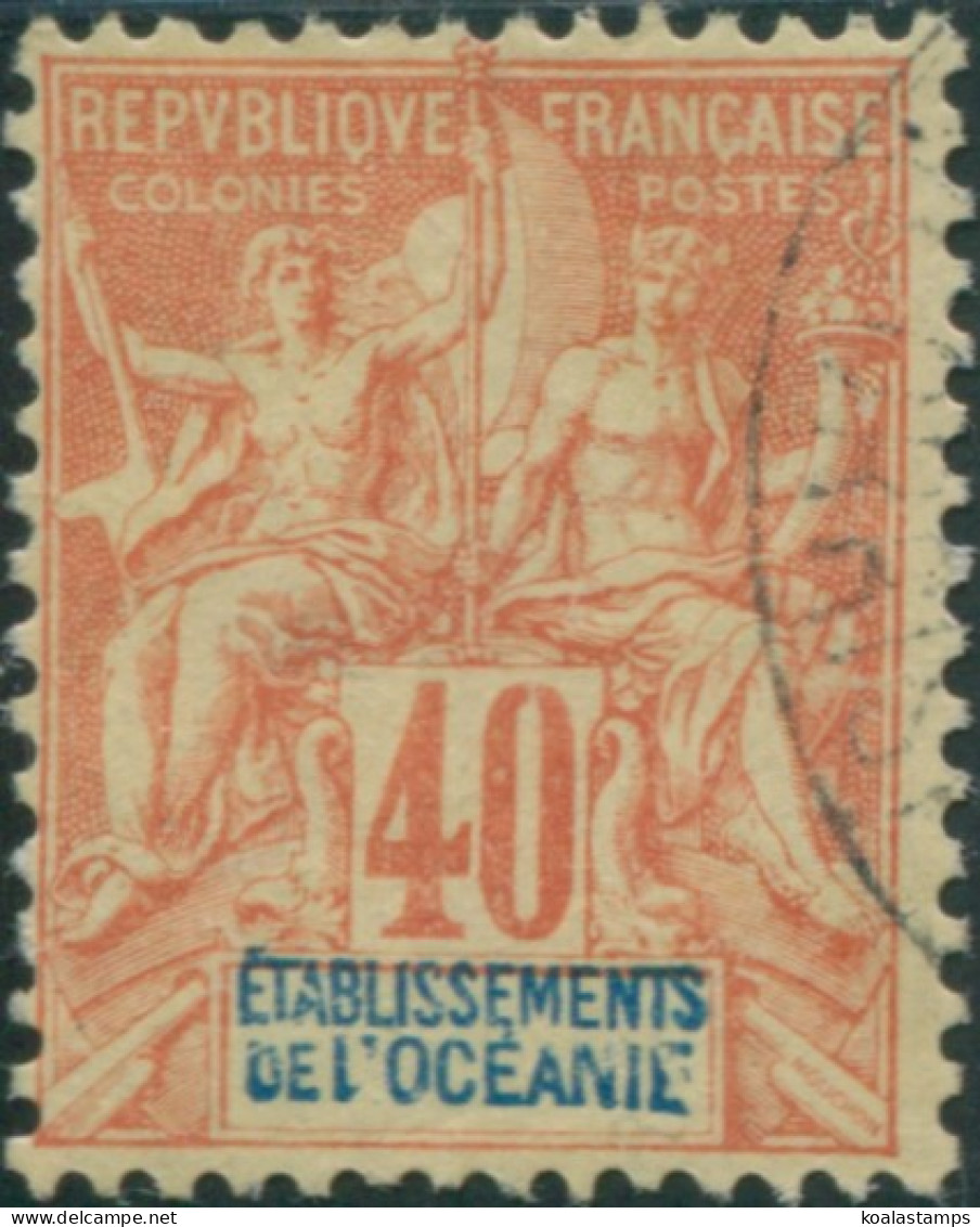 French Oceania 1892 SG10 40c Red And Blue On Yellow Navigation And Commerce FU - Other & Unclassified