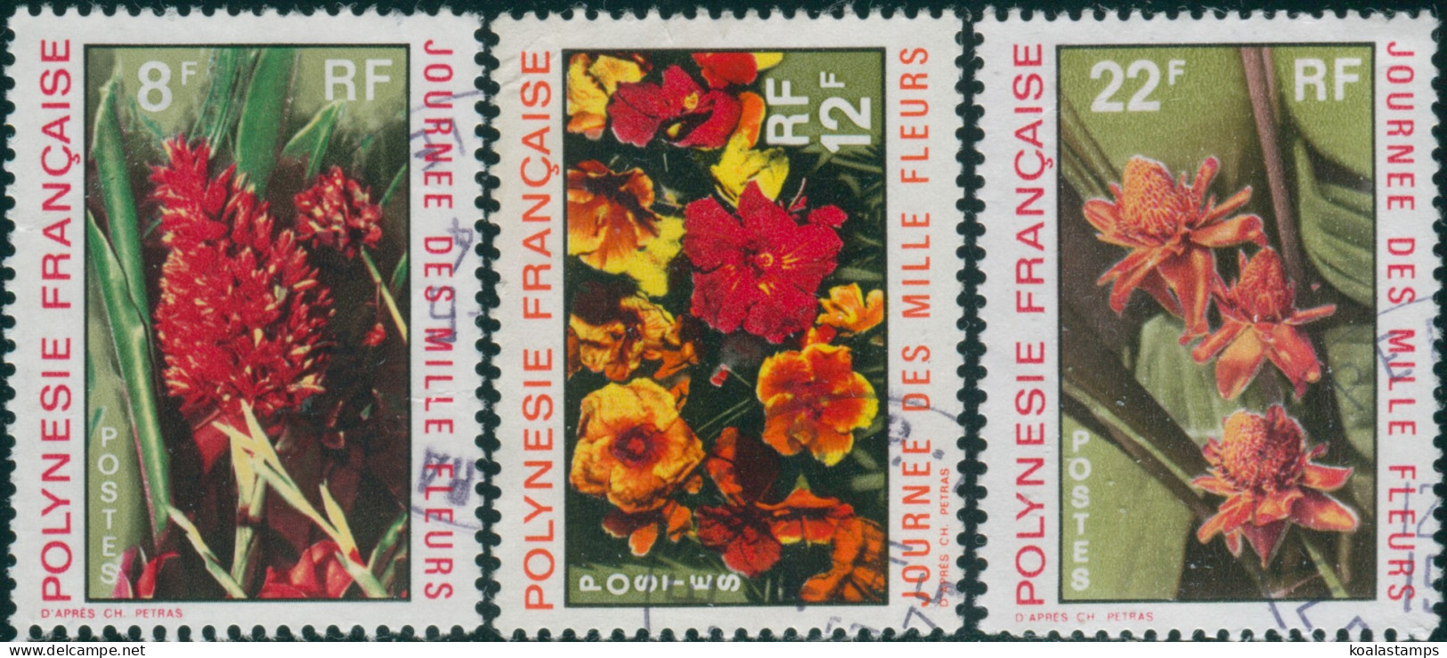 French Polynesia 1971 Sc#264-266,SG134-136 Flowers Set FU - Otros & Sin Clasificación