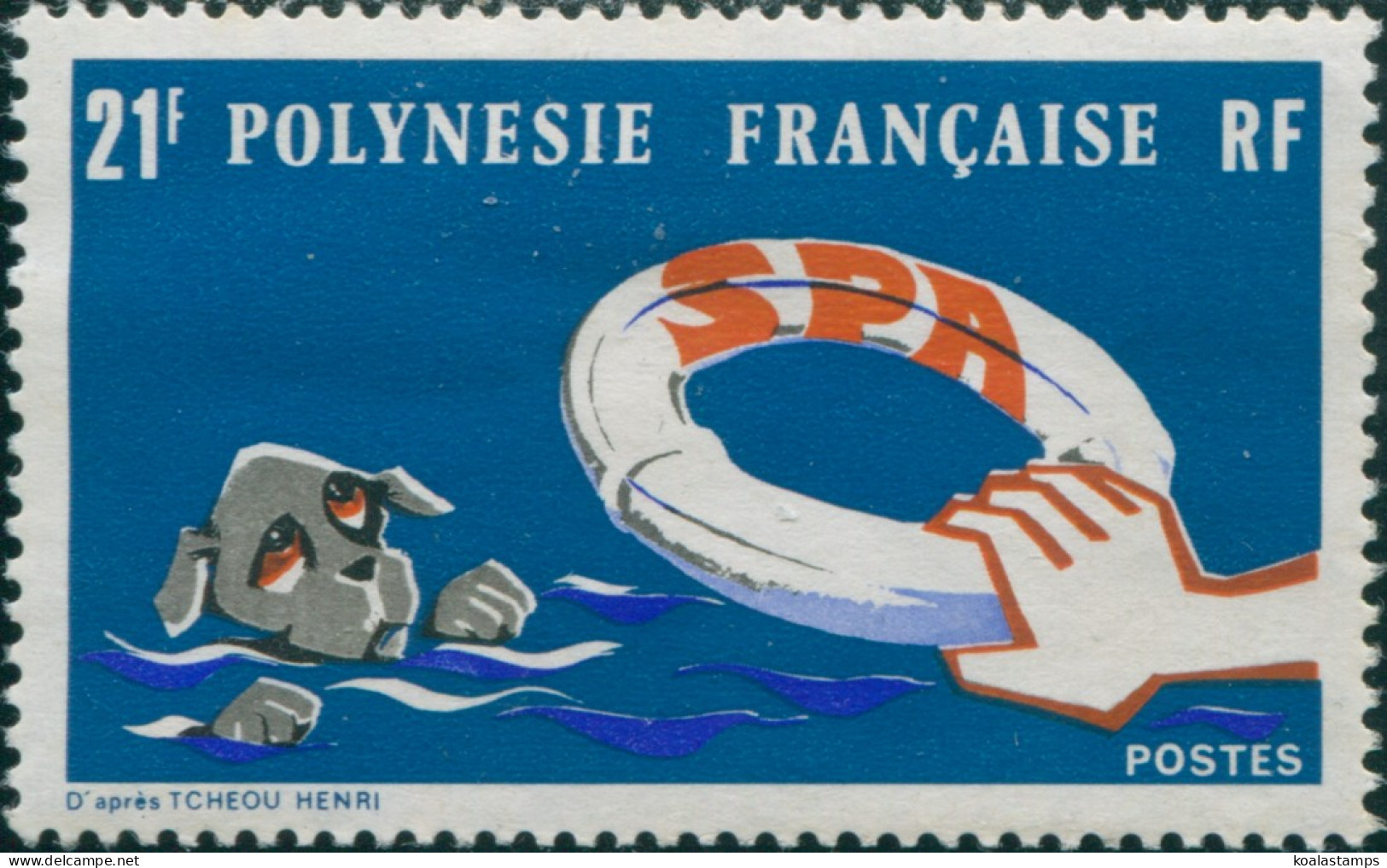 French Polynesia 1974 Sc#277,SG179 21f Animal Protection Society MLH - Sonstige & Ohne Zuordnung