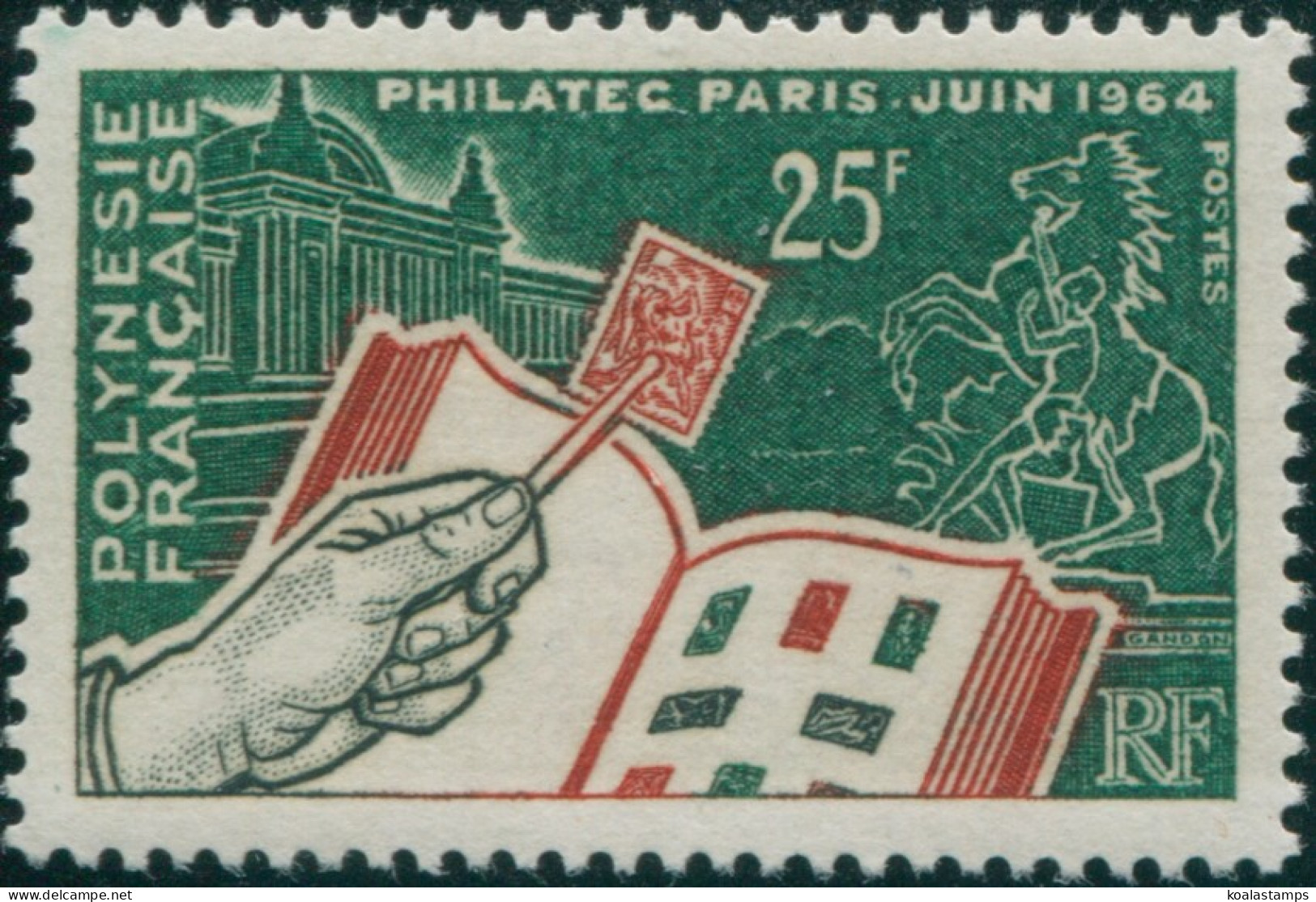 French Polynesia 1964 Sc#207,SG32 25f Stamp Exhibition Paris MNG - Other & Unclassified