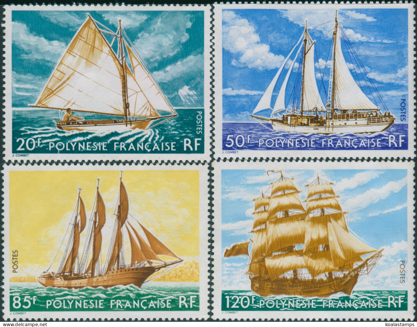 French Polynesia 1977 Sc#296-299,SG262-265 Sailing Ships Set MLH - Other & Unclassified