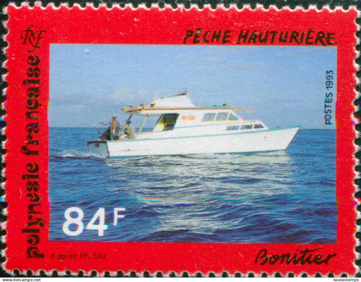 French Polynesia 1993 Sc#613,SG673 84f Fishing Launch MNH - Andere & Zonder Classificatie
