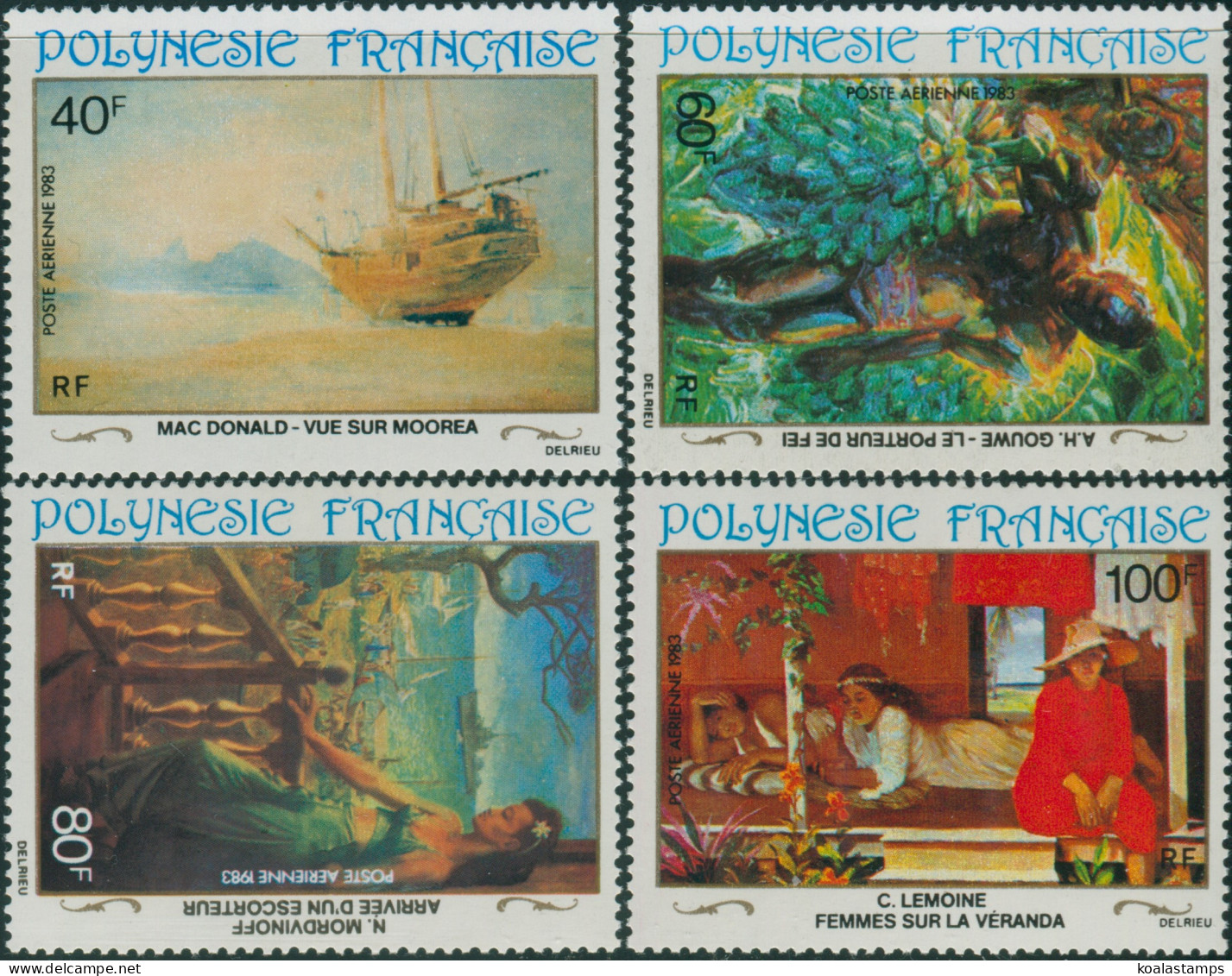 French Polynesia 1983 Sc#C202-C205,SG409-412 20th Century Paintings Set MLH - Andere & Zonder Classificatie