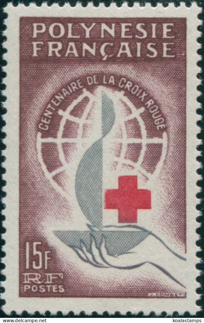 French Polynesia 1963 Sc#205,SG30 15f Red Cross MNH - Sonstige & Ohne Zuordnung
