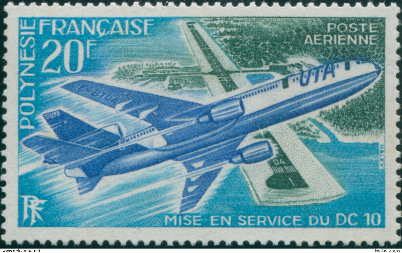 French Polynesia 1973 Sc#C97,SG168 20f Douglas DC-10 Papeete Airport MNH - Autres & Non Classés