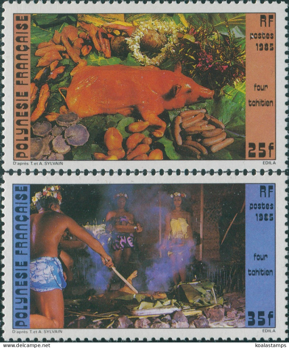 French Polynesia 1985 SG460-461 Tahitian Oven Pit Set MLH - Sonstige & Ohne Zuordnung
