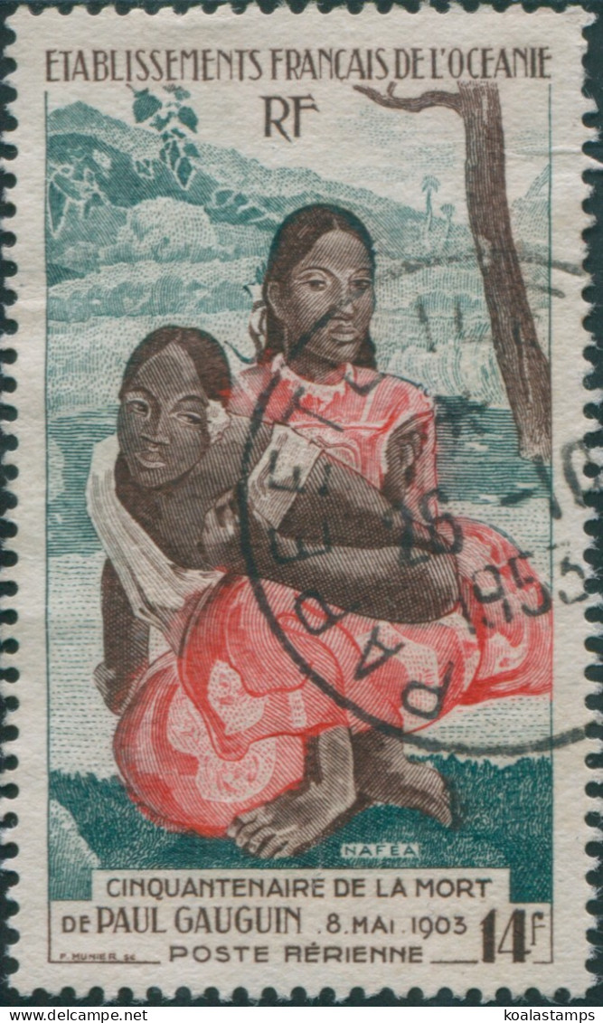 French Oceania 1953 SG213 14f Sepia, Red And Turquoise Nafea Gauguin FU - Sonstige & Ohne Zuordnung