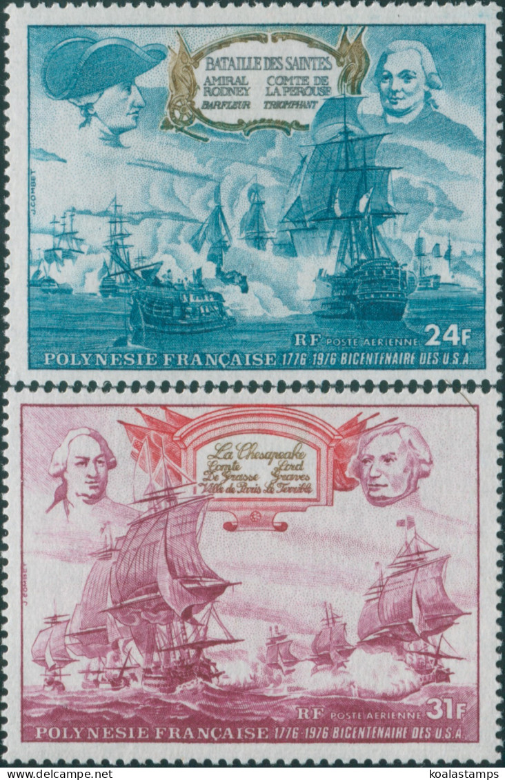 French Polynesia 1976 Sc#C128-C129,SG212-213 American Revolution Set MNH - Other & Unclassified