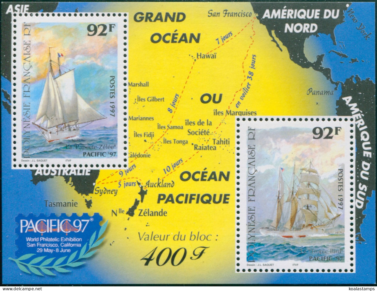 French Polynesia 1997 Sc#706b,SG792 San Francisco Stamp Exhibition MS MNH - Sonstige & Ohne Zuordnung