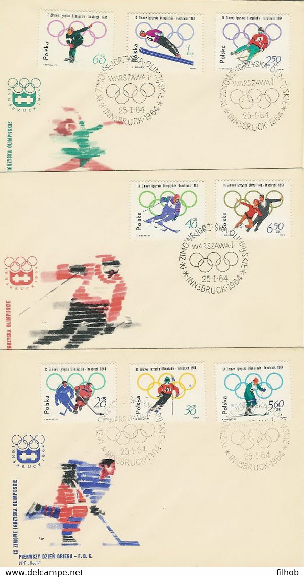 Poland FDC.1309-16 #3: Sport Olympic Games 1964 Innsbruck - FDC